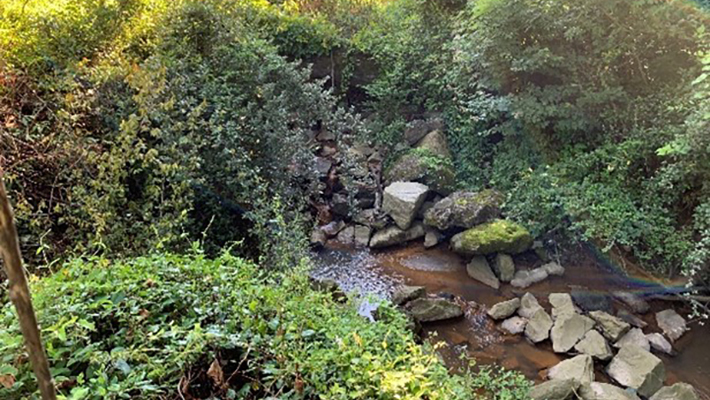 Downstream view of Flat Shoals Road culvert before construction